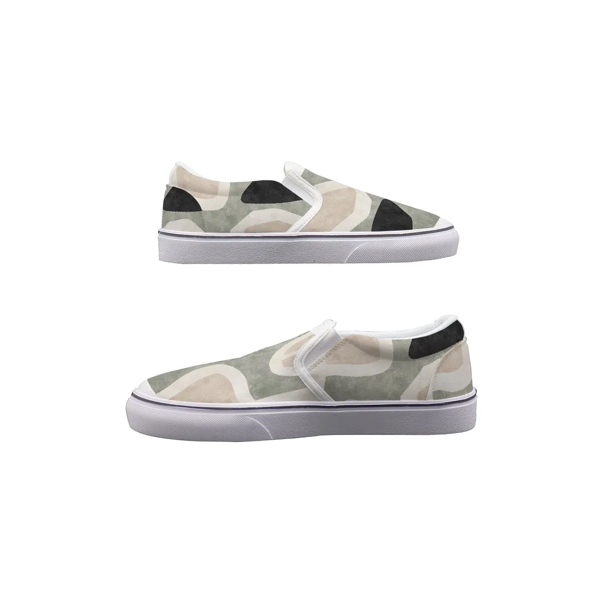 Women's Slip On Sneakers 254 sage, beige, and black print