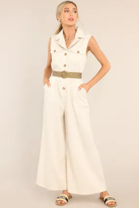 World View Oatmeal Belted Jumpsuit