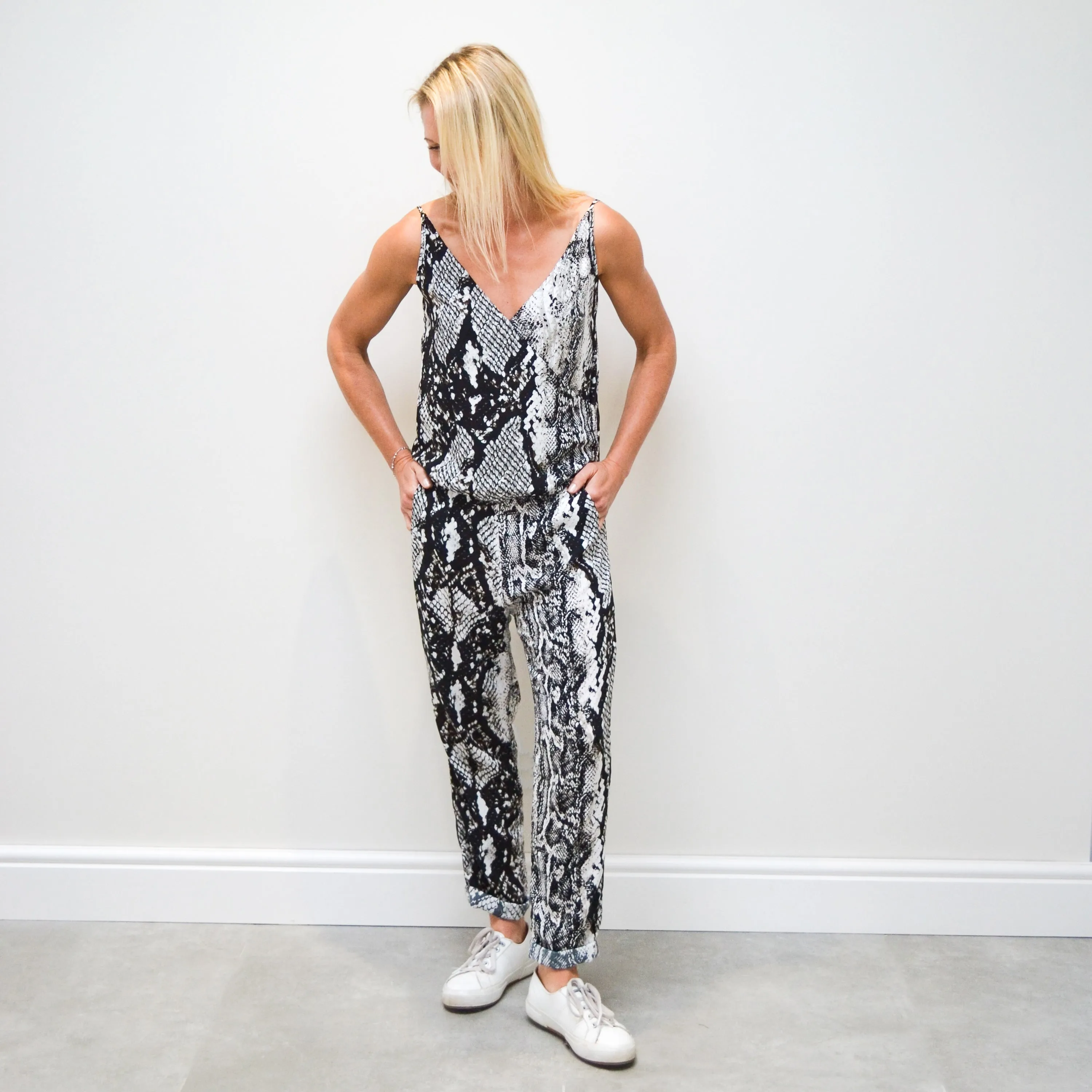 Wrap Jumpsuit - Snake Print