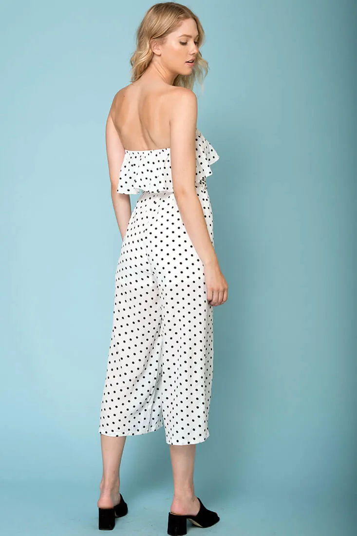 Wynter Casual Jumpsuit White With Black Polka Dots